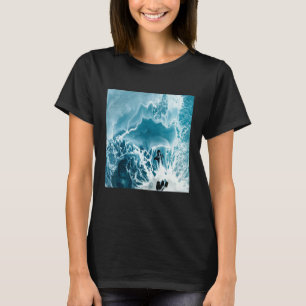 Camiseta Mens Abstrato Blue Ocean Waves Padrão Arte Moderna