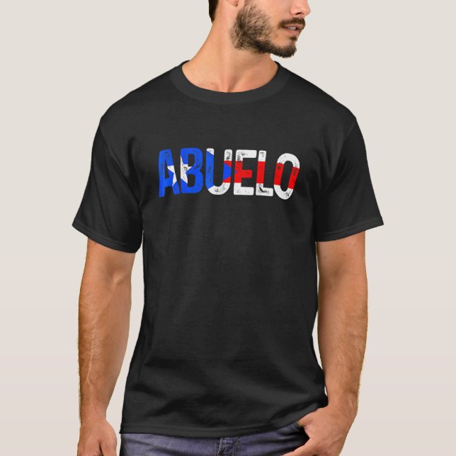 Camiseta Mens Abuelo Porto Rico Bandeira Orgulho Porto-Rico (Frente)