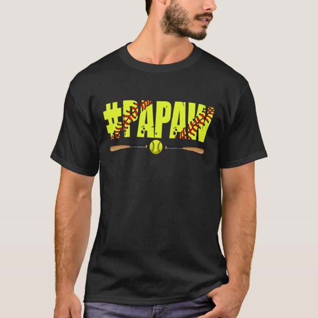 Camiseta Mens Afetados Papaw Softball Papaw Pais D (Frente)