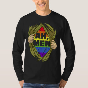 Camiseta Mens Ah Men Pride Mês Lgbt Homossexual Rainbow Co