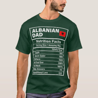 Camiseta Mens Albaneses Pais Fatos Nutrição Dia de os pais 