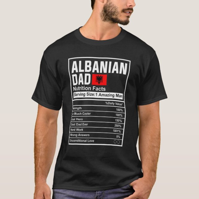 Camiseta Mens Albanian Dad Nutrition Facts Father's Day Nat (Frente)