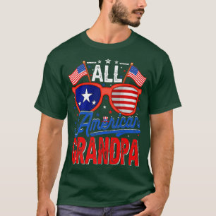 Camiseta Mens All American Grandpa 4 de julho EUA Flag Sun