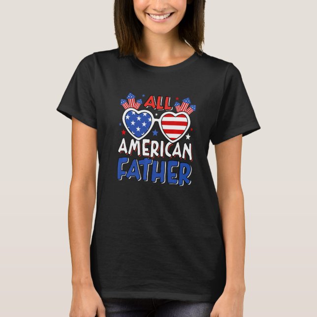 Camiseta Mens All American Padre 4º De Julho Bandeira Ameri (Frente)