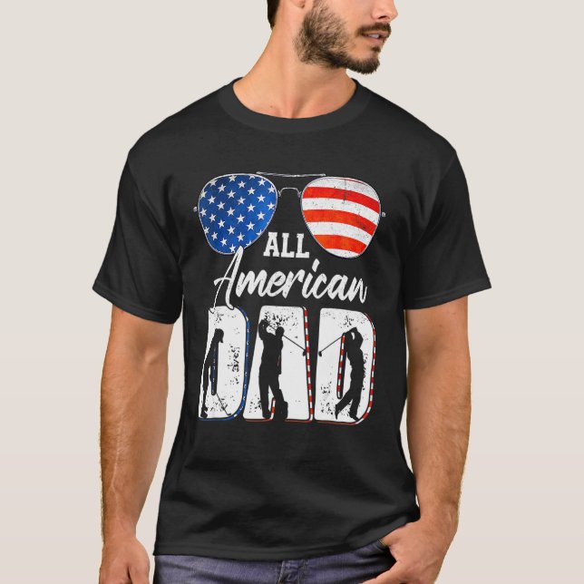 Camiseta Mens All American Pai 4 de julho Dia de os pais Su (Frente)