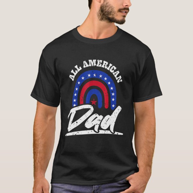 Camiseta Mens All American Pai 4 De Julho Pais Engraçados D (Frente)