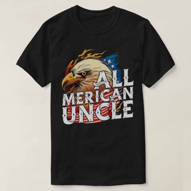 Camiseta Mens All Merican Tio 4 de julho Day Eagle USA F (Frente do Design)