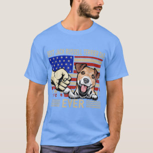 Camiseta Mens American Flag Best Jack Russell Terrier Pai F