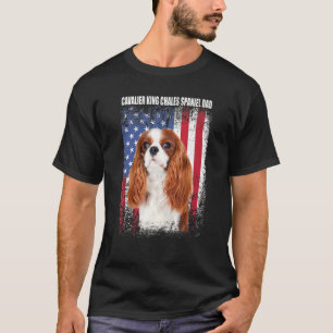 Camiseta Mens American Flag Cavalier King Chales Spaniel Da