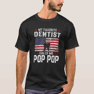 Camiseta Mens American Flag Meu Dentista Favorito Me Chama 