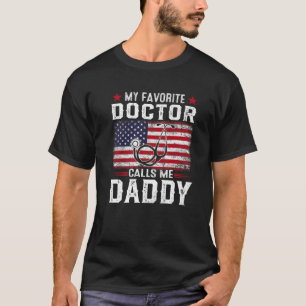 Camiseta Mens American Flag Meu Médico Favorito Me Chama Pa