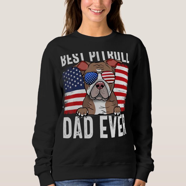 Camiseta Mens American Flag Pitbull Pai Dog Para Pais Da (Frente)