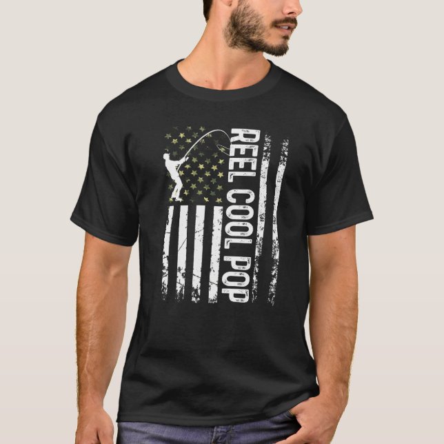 Camiseta Mens American Flag Reel Legal Pop para marido Pai (Frente)