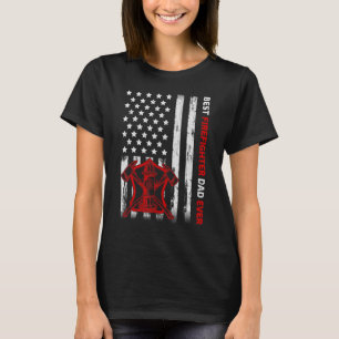 Camiseta Mens American Flag Vintage Melhor Bombeiro Pai Fa