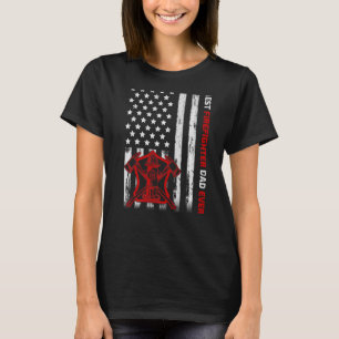Camiseta Mens American Flag Vintage Melhor Bombeiro Pai Fa