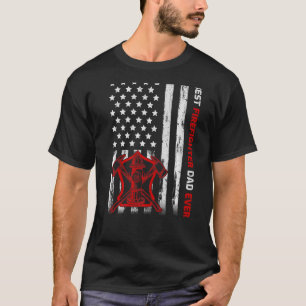 Camiseta Mens American Flag Vintage Melhor Bombeiro Pai Fa