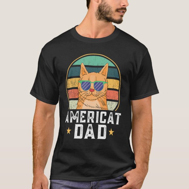 Camiseta Mens americat pai Feline (Frente)
