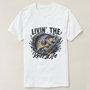 Camiseta Men's and Women's Livin' the Reel Life.