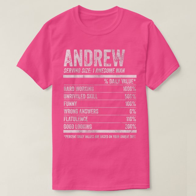 Camiseta Mens Andrew Nutrition Nome Personalizado Funny Nam (Frente do Design)