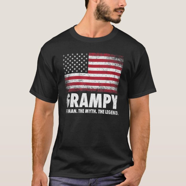 Camiseta Mens Apanham O Homem O Mito A Lenda Vovô Fa (Frente)
