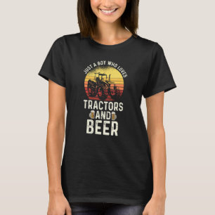 Camiseta Mens Apenas Um Menino Que Ama Tratores E Cervejas
