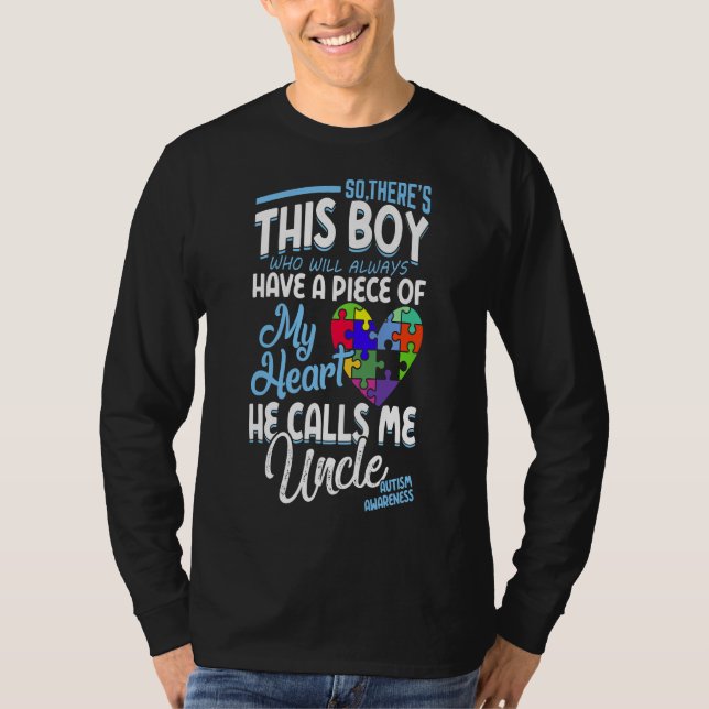 Camiseta Mens Autismo Tio Shirt Boy Quebra-cabeça (Frente)