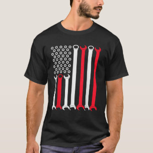 Camiseta Mens Auto Reparman Carro Mechanical USA Flag 4th o