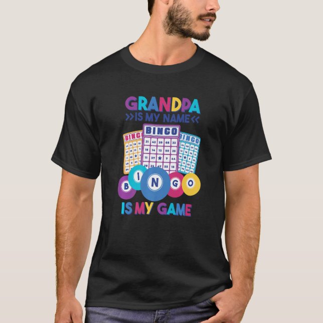 Camiseta Mens Avô É Meu Nome Bingo É Meu Jogo Bingo Gam (Frente)