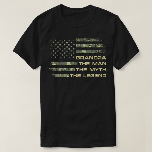 Camiseta Mens Avô O Homem O Mito Os Pais Da Lenda D (Frente do Design)