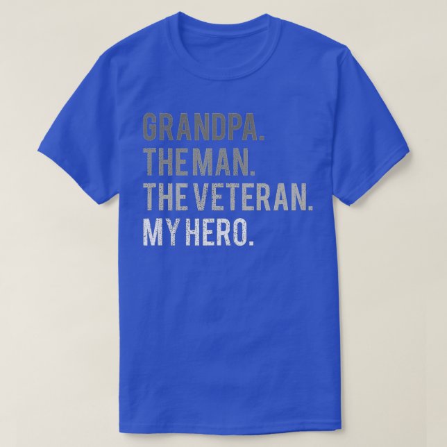 Camiseta Mens Avô O Homem O Veterano Meu Pai Herói (Frente do Design)