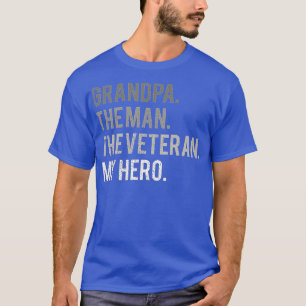 Camiseta Mens Avô O Homem O Veterano Meu Pai Herói