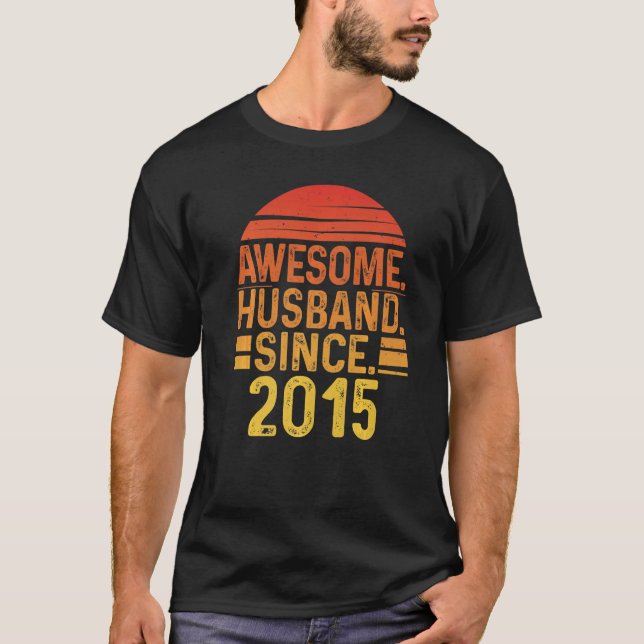 Camiseta Mens Awesome Husband since 2015 Wedding Anniversar (Frente)