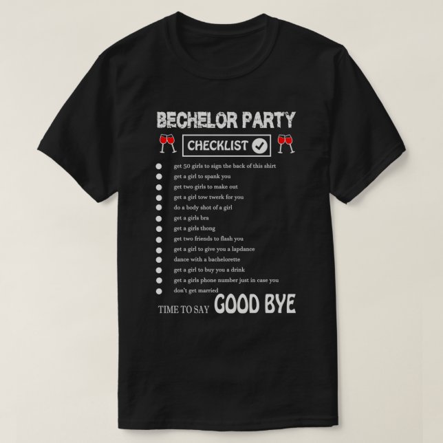 Camiseta Mens Bachelor Party Checklist Funny Grony design (Frente do Design)
