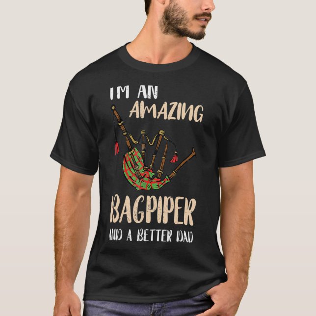 Camiseta Mens Bagpipe Pai Incrível Pai Escocês Bagpi (Frente)