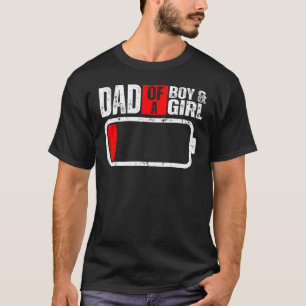 Camiseta Mens Baixas Com Pai De Garoto E Garota