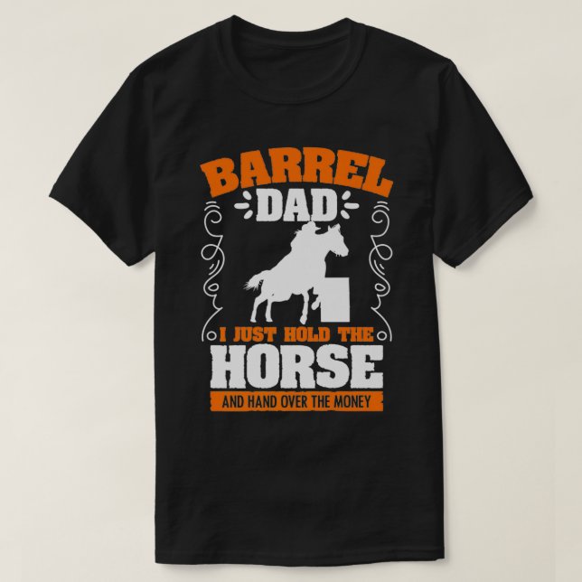 Camiseta Mens Barrel Pai Barrel Racing Rodeo Horse Racer (Frente do Design)
