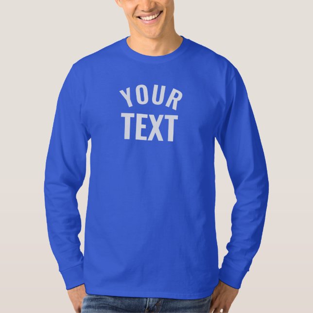 Camiseta Mens Basic Long Sleeve Deep Royal Blue Modern (Frente)