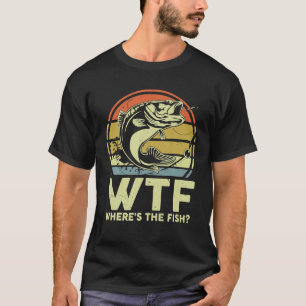 Camiseta Mens Bass Pescarando WTF Onde O Peixe Engraçado Pa