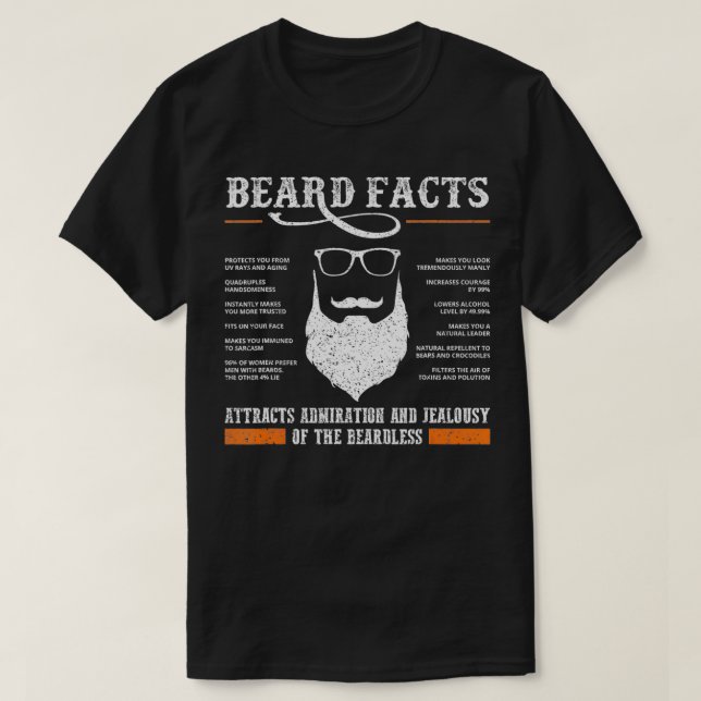 Camiseta Mens Beard Facts  Funny Barber Bearded Mustache Ma (Frente do Design)