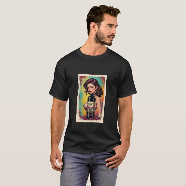Camiseta Mens Beautiful Graphic Image of Wine, Women & Song (Frente Completa)