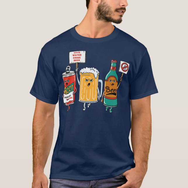 Camiseta Mens Bebendo Beer Engraçado  (Frente)