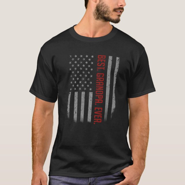 Camiseta Mens Best Avô Ever American Flag Gift For Gord (Frente)