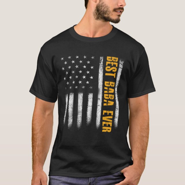 Camiseta Mens Best Baba Ever American Flag Family Father s  (Frente)