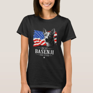 Camiseta Mens Best Basenji Pai Ever American Flag Padre