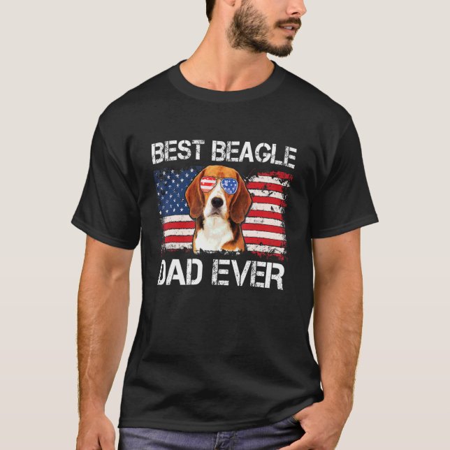 Camiseta Mens Best Beagle Pai Nunca Pais De Bandeiras Ameri (Frente)