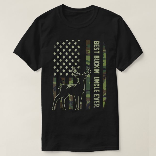 Camiseta Mens Best Buckin' Tio Ever Camo American Flag De (Frente do Design)