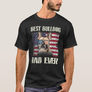 Camiseta Mens Best Buldog Sunglass Pai Ever American Fla