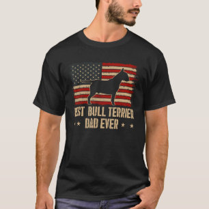 Camiseta Mens Best Bull terrier Pai Nunca Cão Bandeira Amer