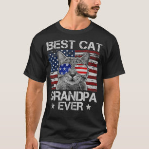 Camiseta Mens Best Cat Avô Ever American Flag Patriótico