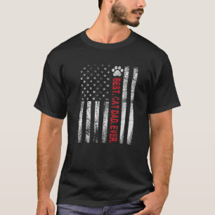 Camiseta Mens Best Cat Pai Alguma Vez Americano Flag Cat Al